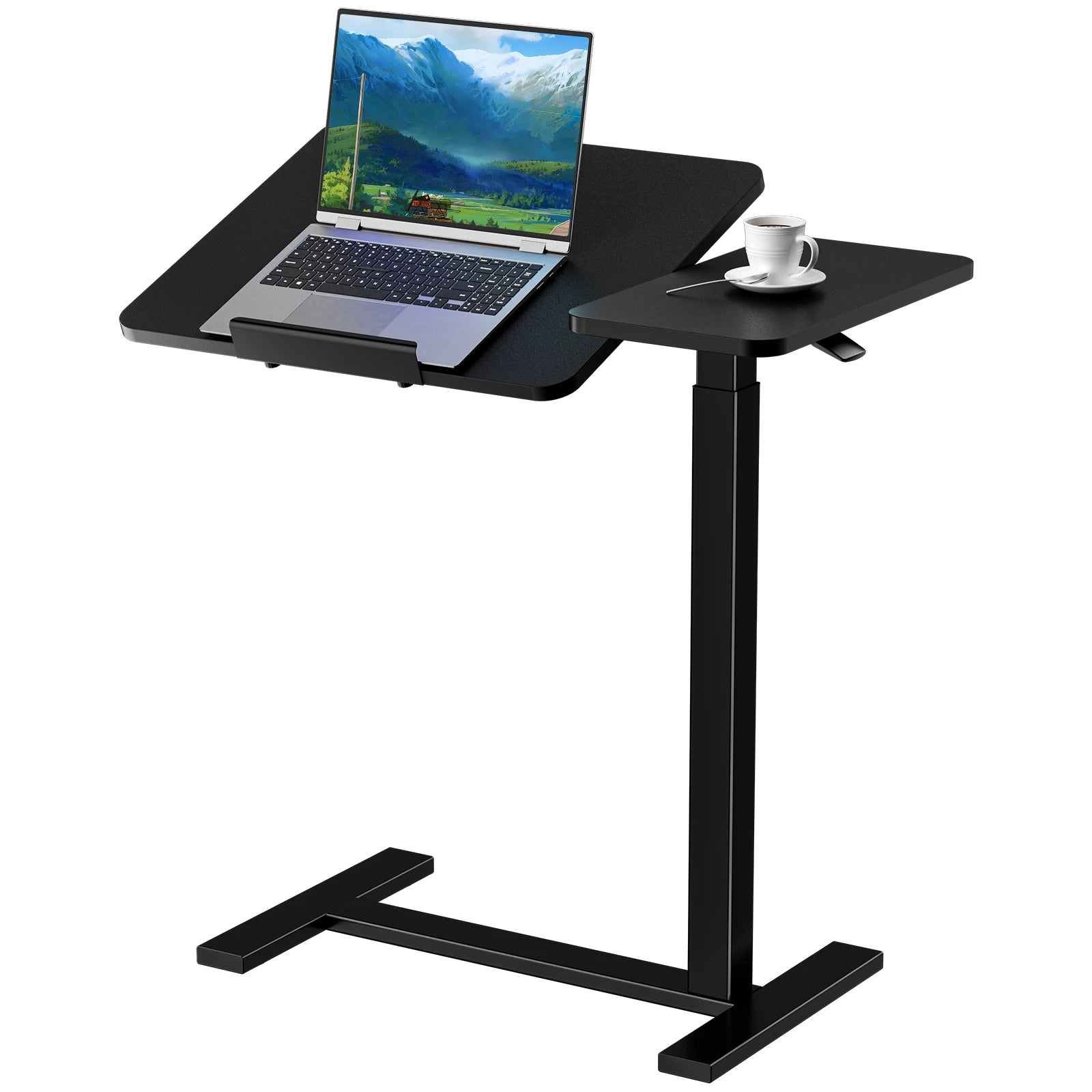 Overbed Bedside Flip Lap Desk with Wheels and Tilt Top Adjustable Height Home Use Bed Table Mobile Standing Desk For Bedroom