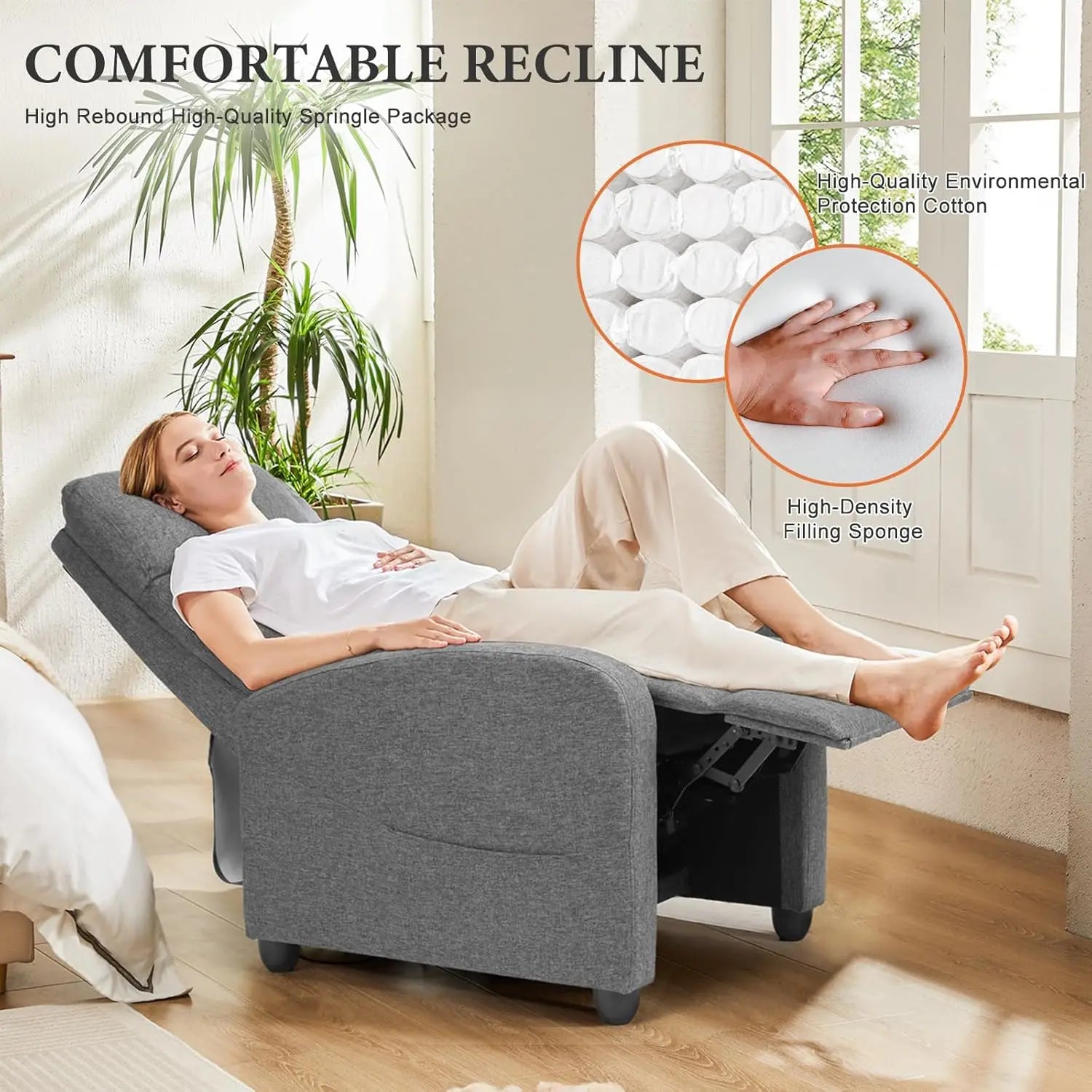 Recliner Chair for Adults, Adjustable Home Theater Seating with Lumbar Support for Any Room