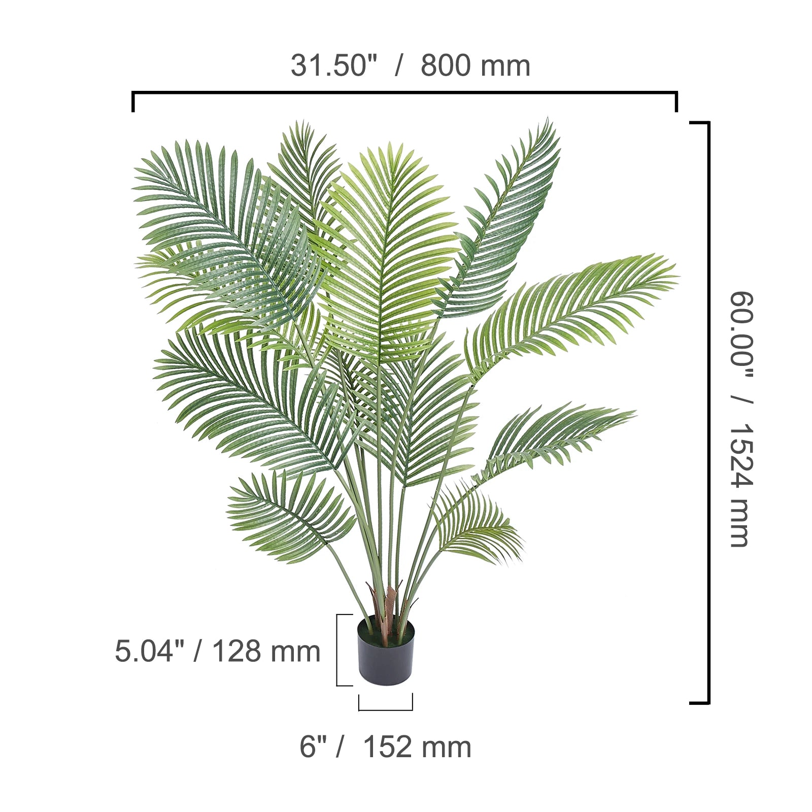 Artificial Palm Tree 4/5/6 FT Faux Plant /Secure PE Material & Anti-Tip Tilt Protection/ Low-Maintenance Plant for Home