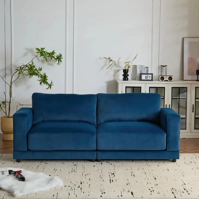 Modern 81" Square Arm Velvet 2-Seater Sofa with Wood Frame - Comfortable Loveseat