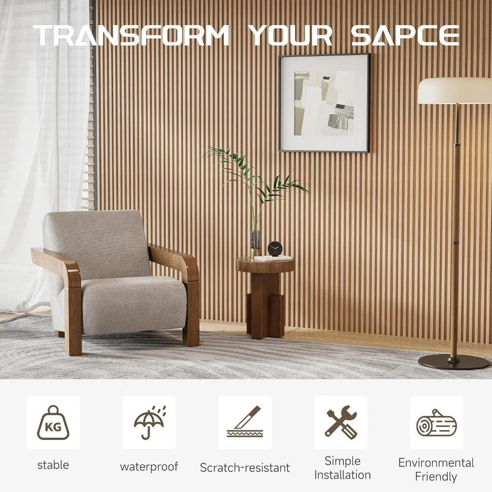 8-Piece Slat Wall Panel Set, 95x6 inches Accent Wood Slats for Wall and Ceiling, Acoustic Interior Wall Panels with Modern Design