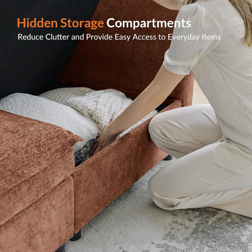 Oversized Modular Sectional Sofa, 8 Seat U Shaped Couch with Storage Ottoman, Comfy Chenille Sofa