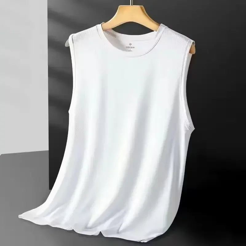 Men's Ice Silk Mesh Vest Lightweight Sports Summer Wear Sleeveless T-shirt/ Tank Top/ Casual Fashion Outerwear