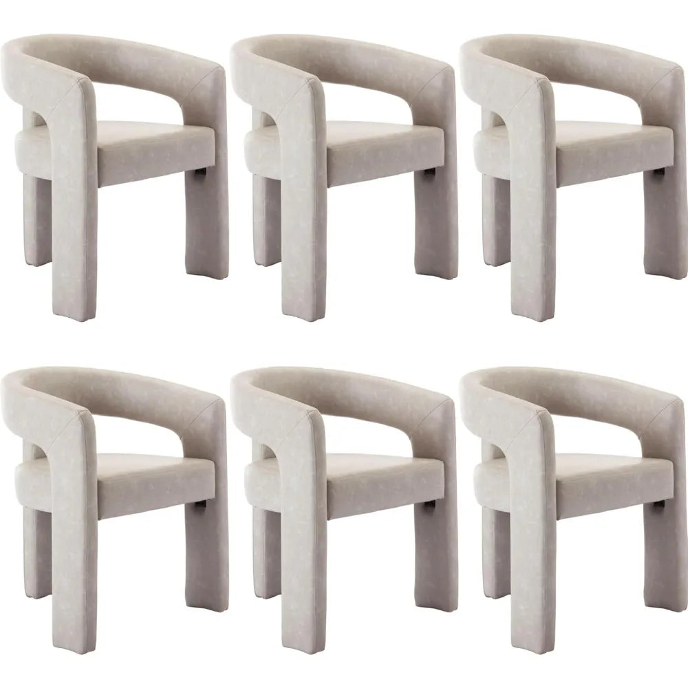 Set of 6 Modern PU Leather Upholstered Dining Chairs with Open-Back, Accent Chairs for Any Room