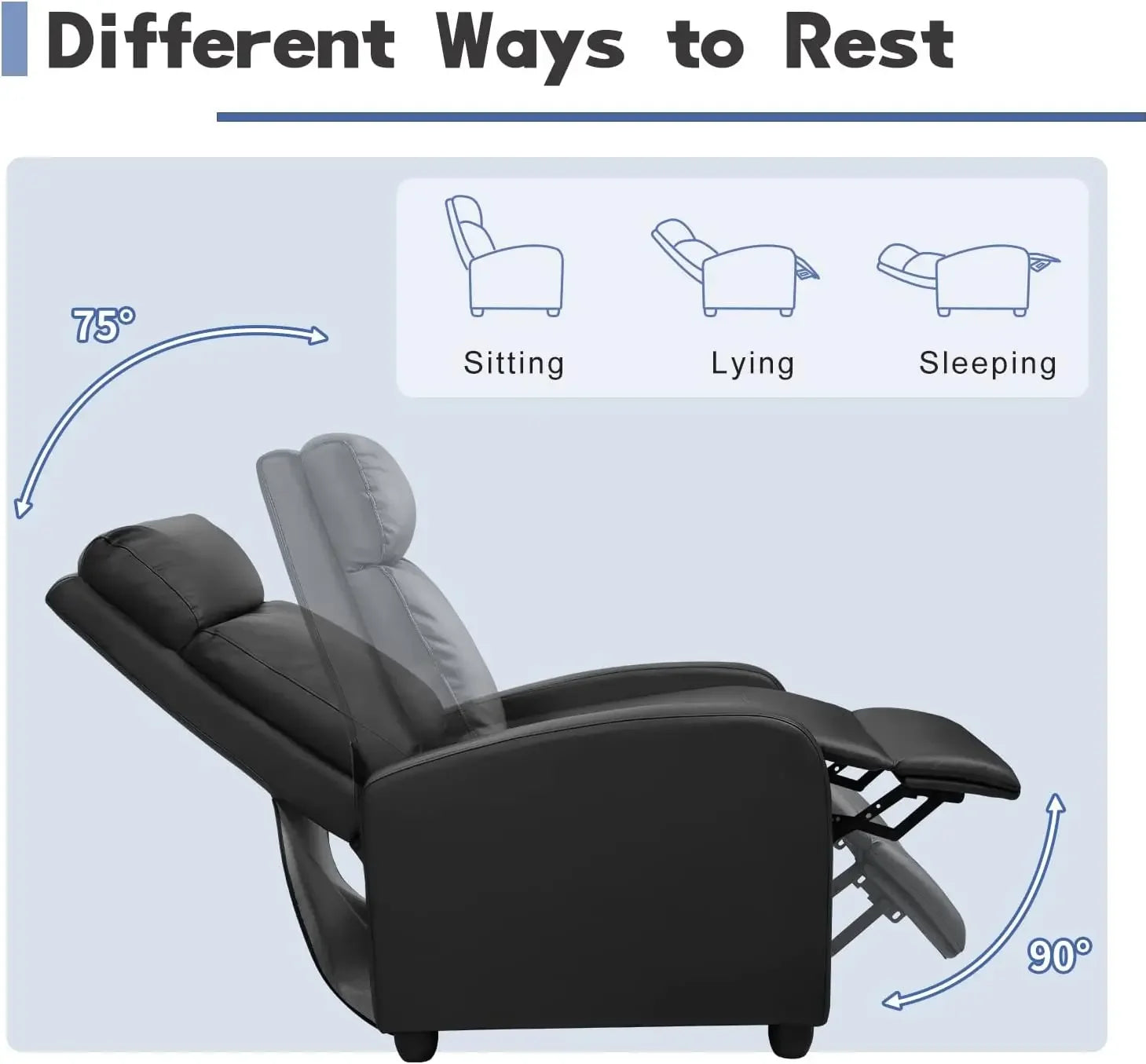 [XMSJ]Massage Recliner Chair for Living Room Adjustable PU Leather Reclining Chair Home Theater Seating Modern Winback Single
