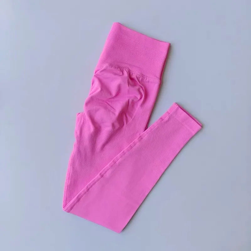 Seamless Yoga Suit Women's Beauty Back Sports Bra Lingerie Peach Buttocks Fitness High Waist Legigngs Gym Yoga Suit Pilates Set