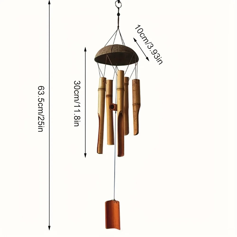 63.5cm Garden Bamboo Wind Chimes/ Living Room Decor/ Fall Decor, Christmas/ Halloween Festive Decorations/ Outdoor Wooden Wind Chime