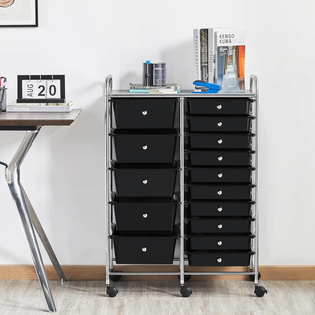 15 Drawers Rolling Storage Cart/ Multipurpose Mobile Rolling Utility Storage Organizer Cart/ Tools/ Scrapbook Paper Organizer