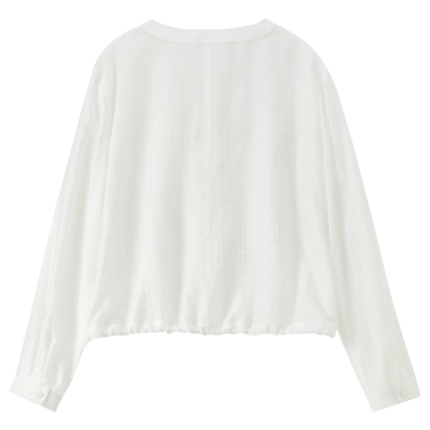 SENTUBILA Women's Oversized Lyocell Shirt 2026 Spring Summer Round Neck Long Sleeve Drawstring Sheer Casual Top 161WB5014