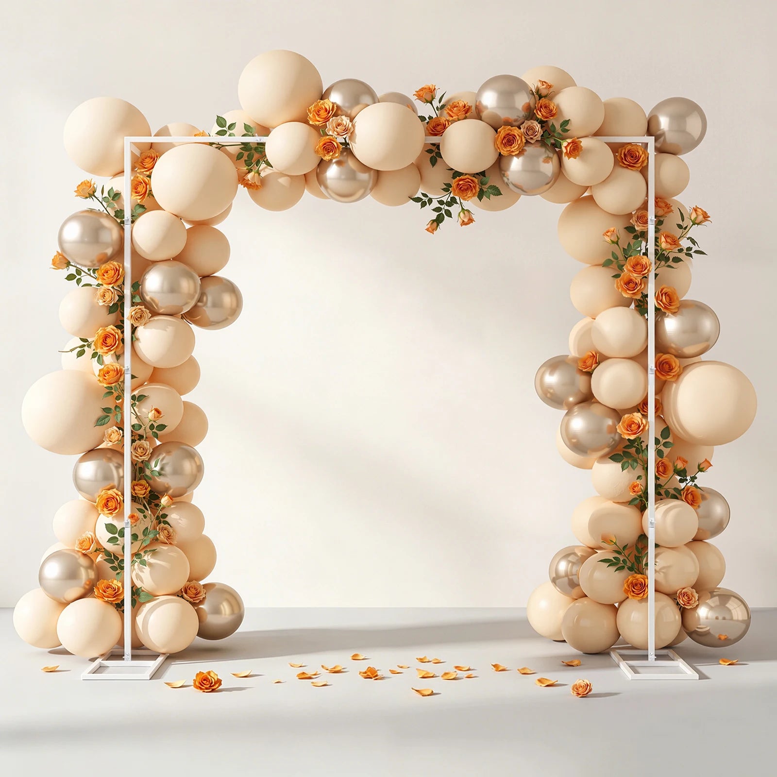 Wedding Stand, 2.4x2.4m Metal Wedding Stand, White Square Arch Backdrop, Heavy Duty Iron Support, Party Event Background Decoration, Rustproof Durable Frame for Balloon/ Floral Curtain Display, Indoor/ Outdoor Ceremony/ Photo