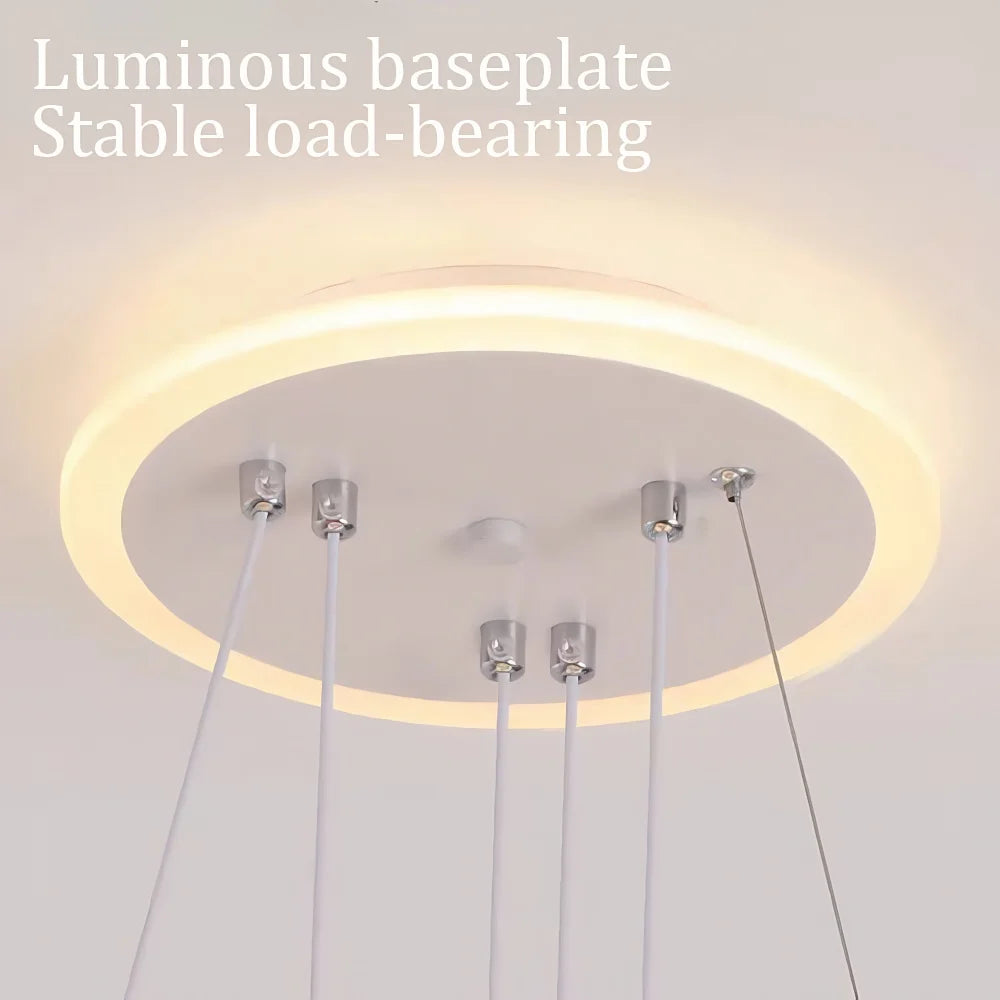 LED Chandelier with Three Spherical Lampshades, Three Adjustable Light Colors, Adjustable Height, and Crystal Accents; Suitable for Above Dining Tables, in Bedrooms, and More