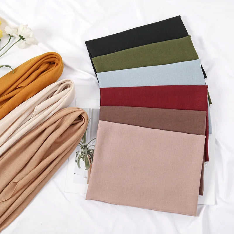 90*90cm Thin Soft Square Scarves for Women/ Simplicity Solid Color Cotton Linen Headscarf/ Muslim Female's Hijabs Bag Accessories