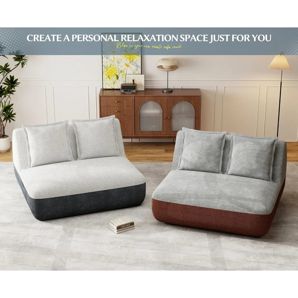 Small Sofa Couch Lounge Sofa Chair for Living Room, Comfy Memory Foam Couch, Mini Sofa with Side Pocket for Living Room