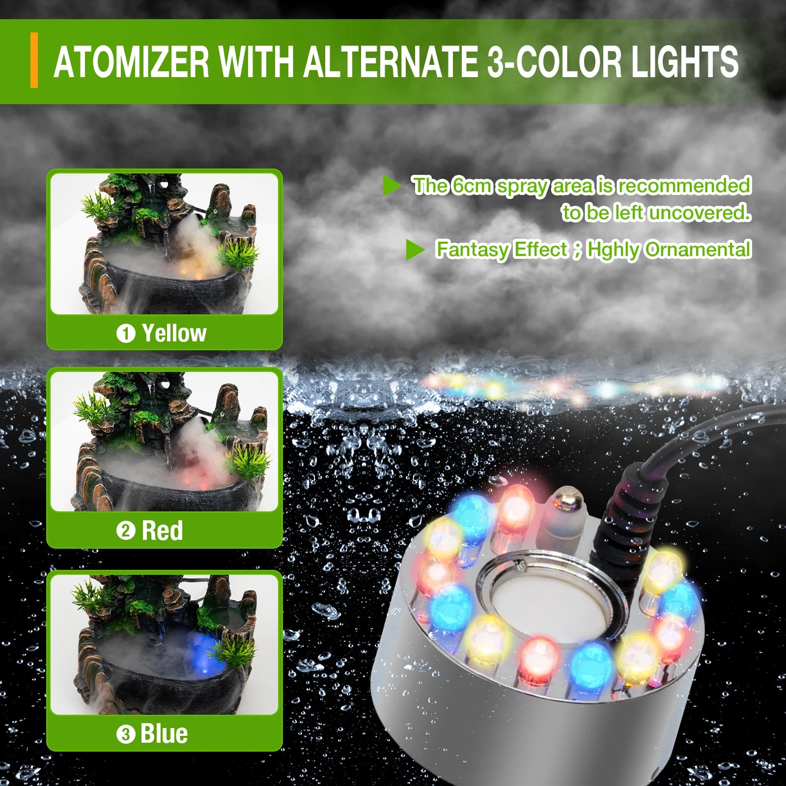 Led Lights/ Resin Rockery Flowing Water Fountain /Office/ Desktop Ornaments With Nebulizer/ Home Decoration