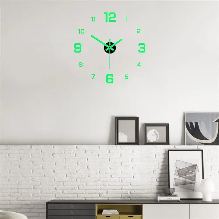 Creative Simple Luminous Digital Clock/ European Style DIY Silent Wall Clock/ Study/ Living Room/ Punch-Free Wall Sticker Clock
