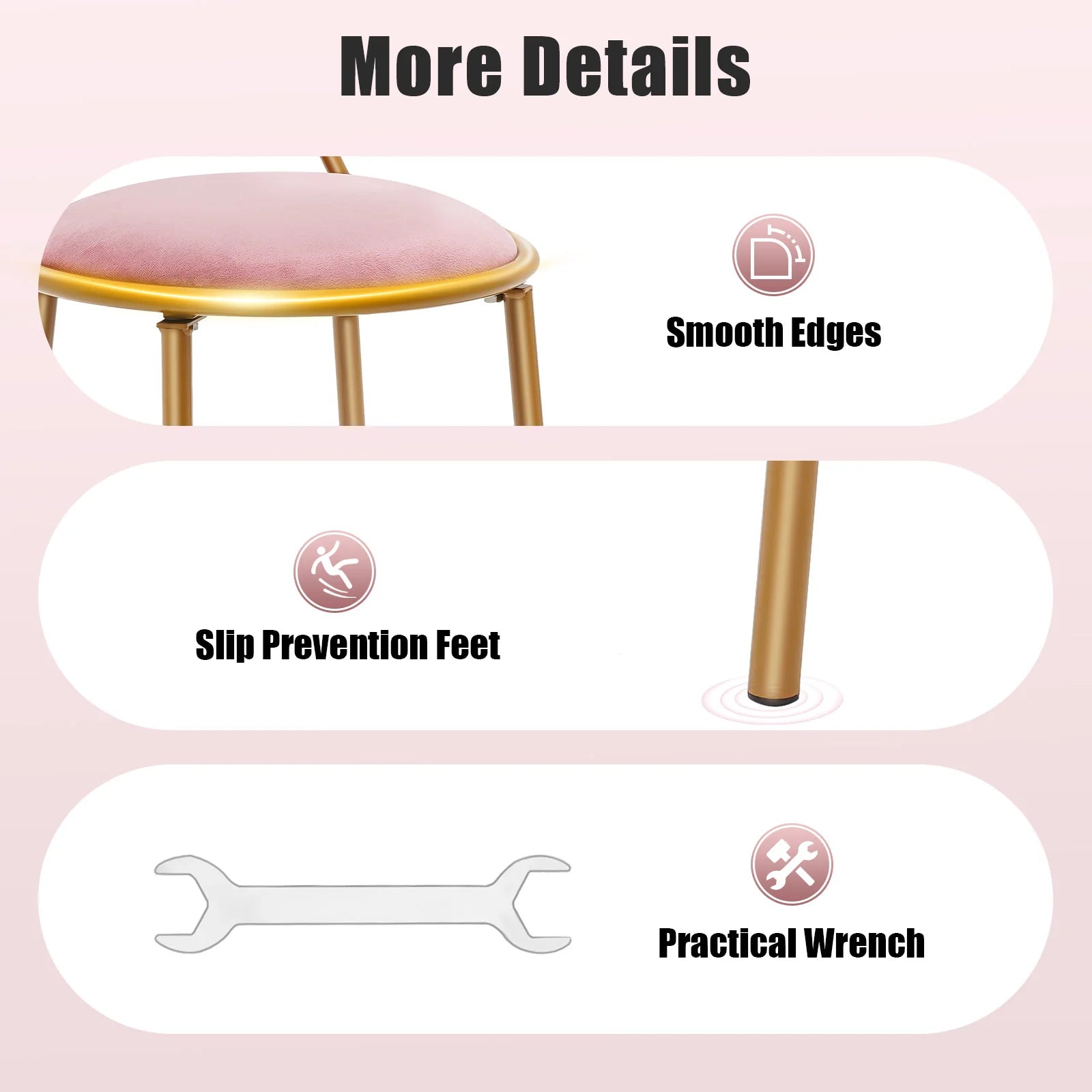 Deep Pink Makeup and Dressing Chair with Bow Shaped Backrest for Restaurants, Nail Salons/Parties