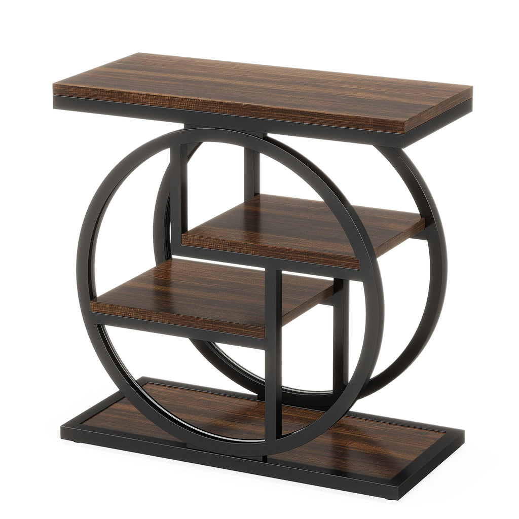 End Table for Living Room and Bedroom, 4-Tier Narrow Side Table with Storage Shelves