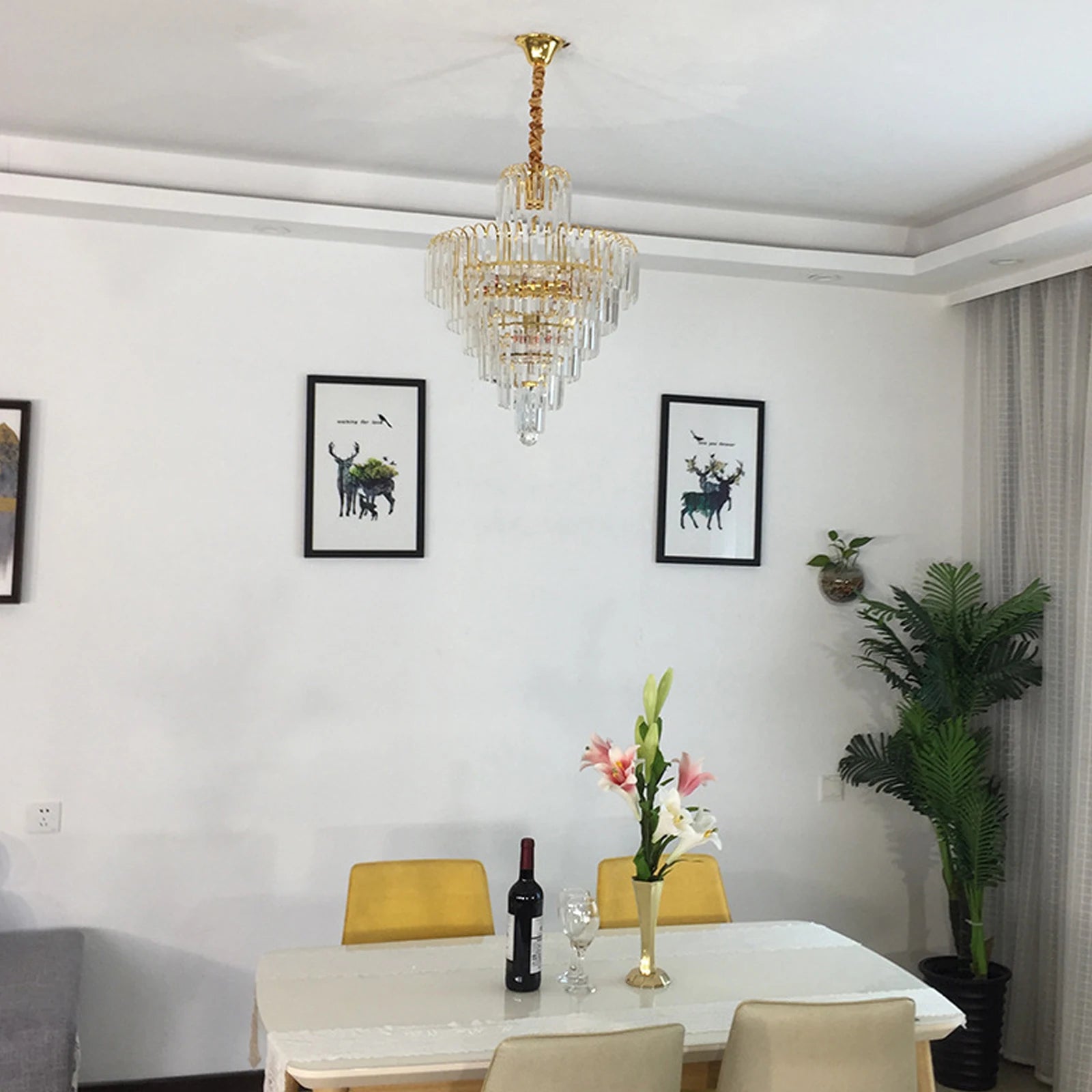 Elegant Crystal Modern Droplet Ceiling Lamp Pendant Lighting Fixture/ Waterfall Hanging Chandelier