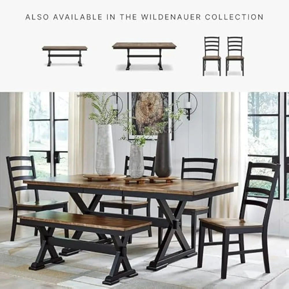 Farmhouse Dining Table with Built-in Butterfly Leaf Extension for 6-8 Seating, Black