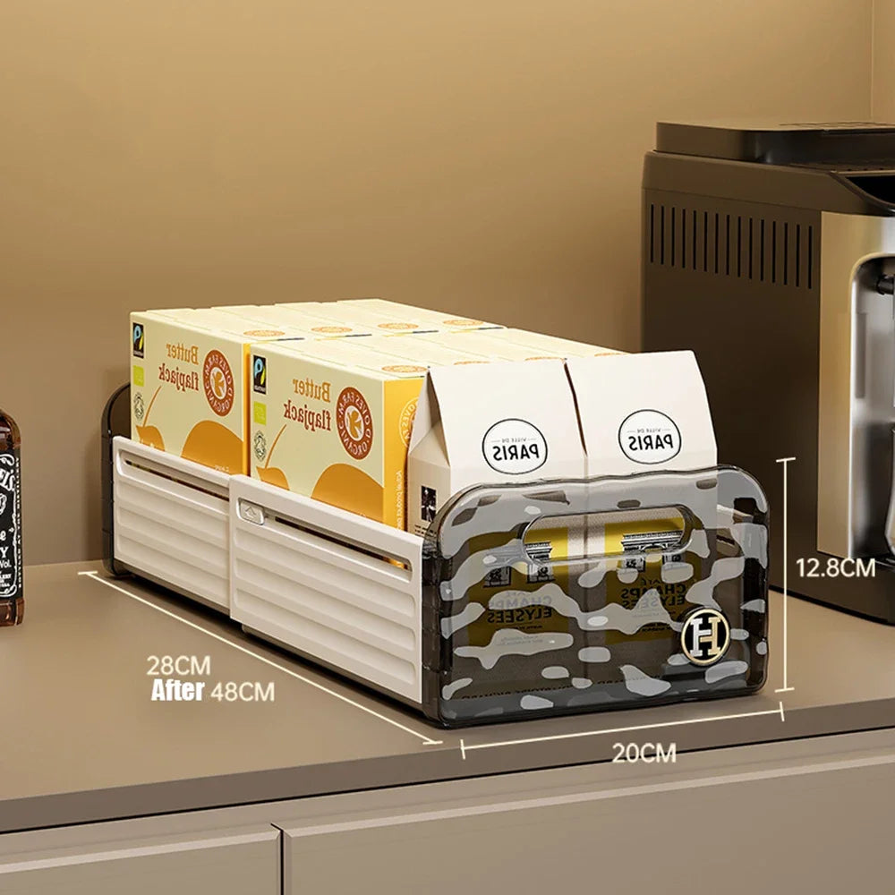 Kitchen Organizing Storage Box/ Simple Cabinet Retractable Storage Box/ Water Corrugated Drawer/ Desktop Snacks /Grocery Storage Box
