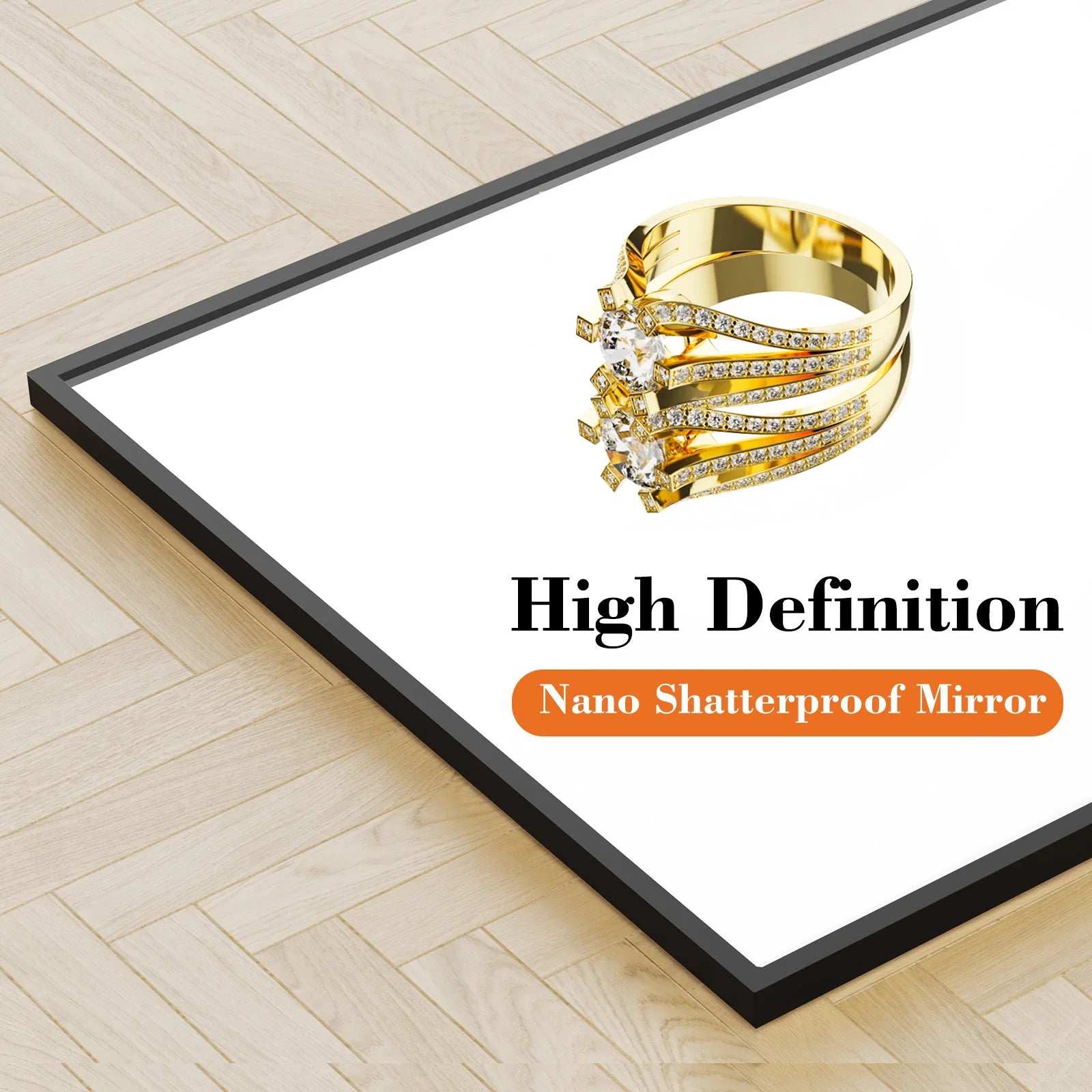 64"x21" Full Body Wall Mirror Standing, Hanging, or Leaning Wall-Mounted Mirrors with Stand Aluminum Alloy Frame/ Living Room