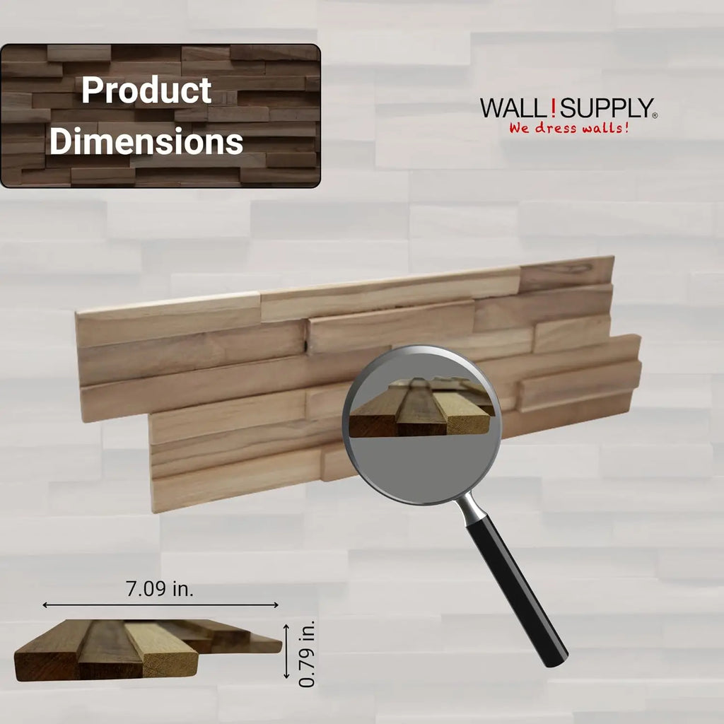 NEW UltraWood Firenze Reclaimed Teak Wood 3D Wall Panels - Home Decor Wallpaper Alterantive for Living Room, Bedroom