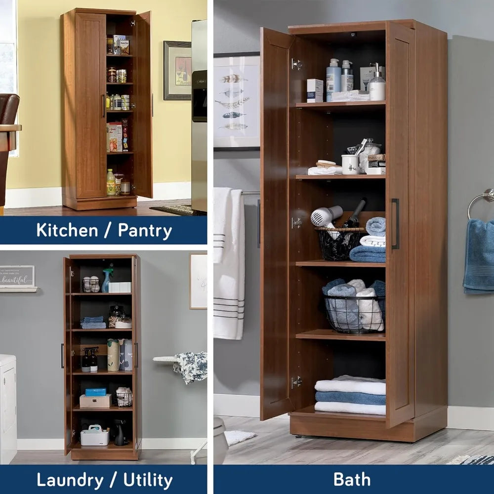 Sienna Oak Storage Pantry Cabinet, Dimensions: 23.25 Length x 17 Width x 71.18 Height