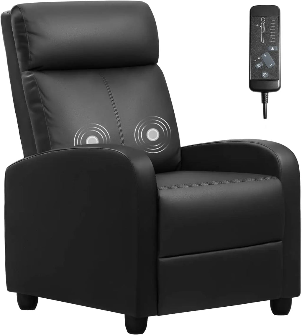 Massage Recliner Chair Adjustable PU Leather Sofa with Footrest for Living Room/ Home Theater/Bedroom
