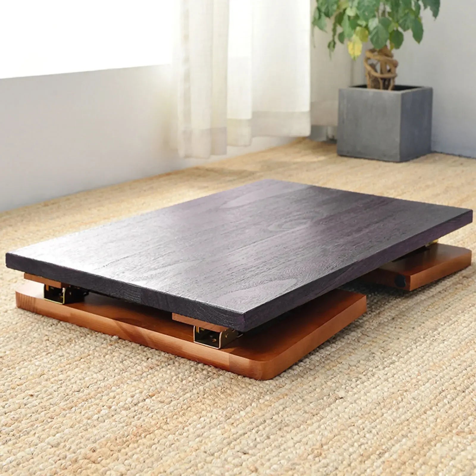 Folding Wooden Coffee Table 60x40x30cm/ Portable Laptop Bed Tray/ Low Tea Table for Picnic Indoor/ Outdoor Use