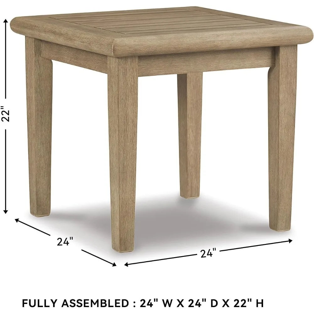 Outdoor Eucalyptus Wood Square Table/Gray-Brown