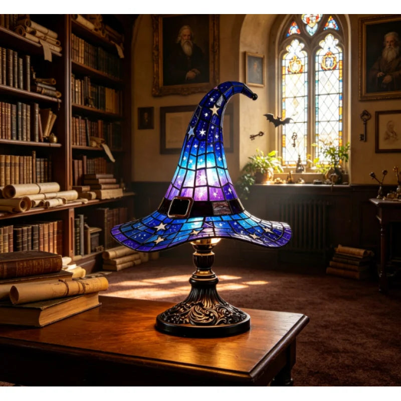 Halloween Novelty Witch Hat Lamp, Gothic Hat Lamp Desktop Ornament, USB Plug-in LED Light Decoration