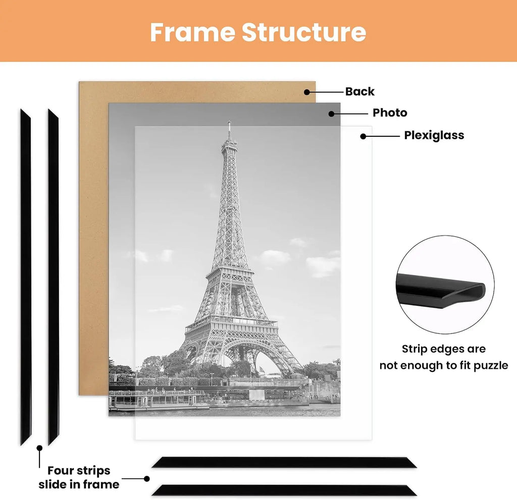 16x24 Picture Frame Black 3 Pack, Scratch-Proof Poster Frames 16 x 24 for Photo Gallery - Slide-In Strips, Horizontal or Vertical Wall Mounting