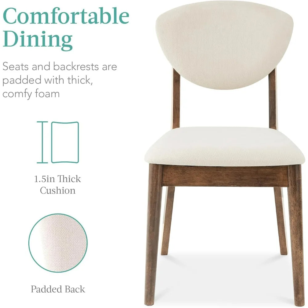 Mid-Century Modern 5-Piece Dining Set: Compact Table and 4 Padded Chairs for Home or Apartment