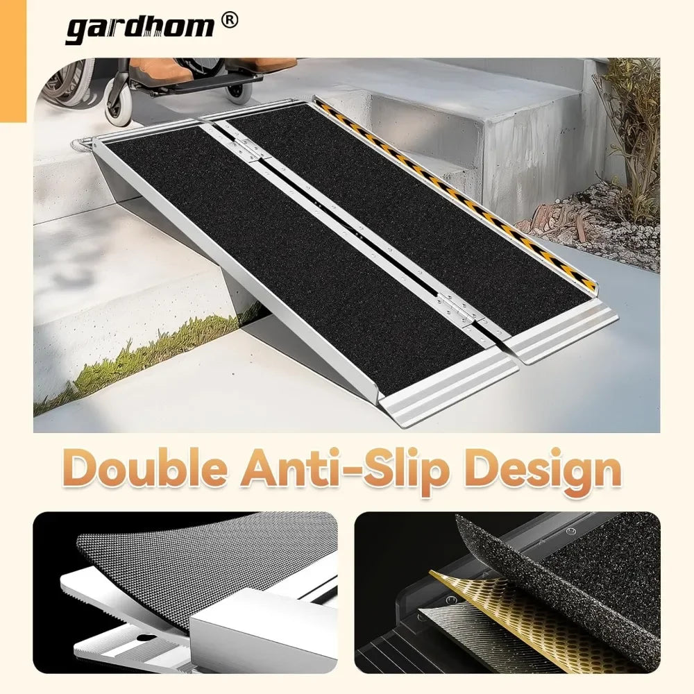 Customizable Wheelchair Ramp 4FT,  800 LBS Aluminum Portable Folding Handicap Ramp/ Wheel Chair Ramp/ Threshold Door