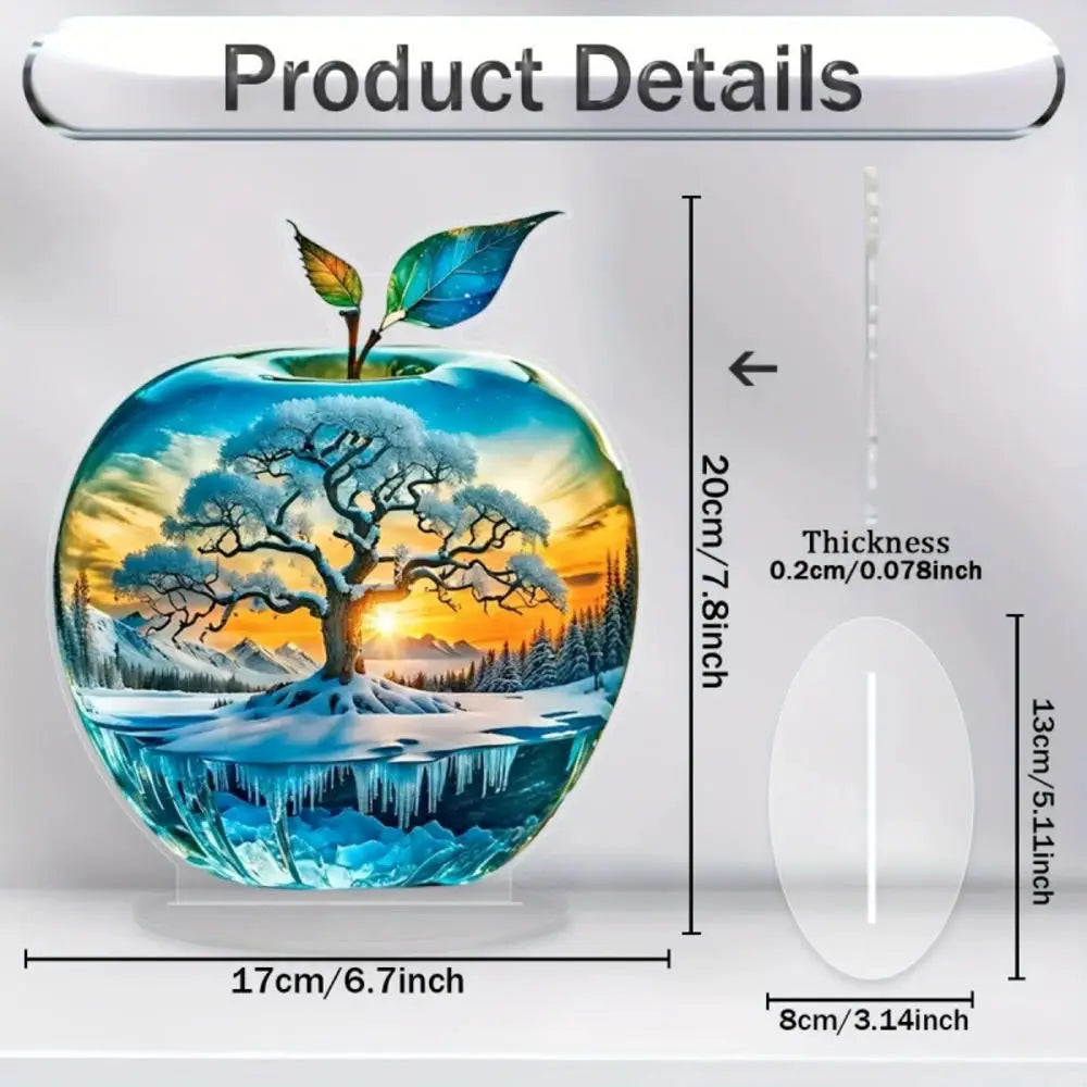 Clear Apple Collectible Figurines Crafts/ Crystal Apple Figurine Paperweight Home/ Office Handmade Statue Ornament Decoration