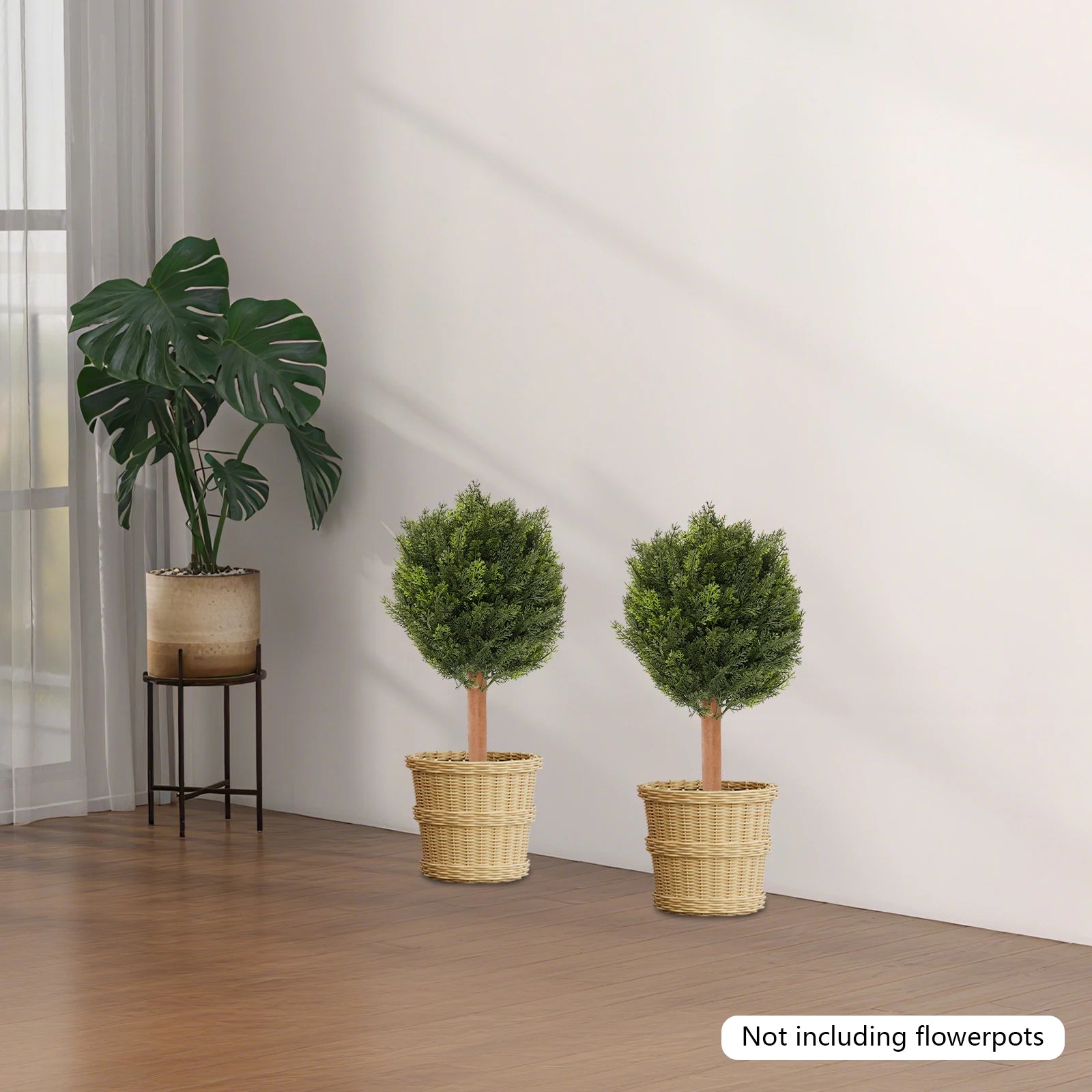 2 PCS Artificial Cypress Trees Artificial Plant with Ground Spike/ Easy Assembly Artificial Plant/ Festival Party Supplies for Indoor Outdoor Home Office Garden