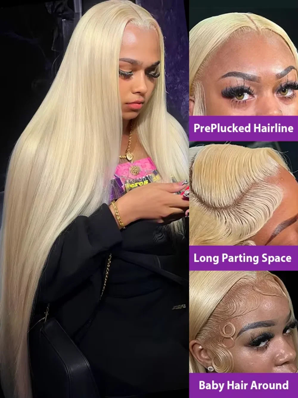 200 Density 46 50 Inch Straight 613 Blonde 13x6 Hd Lace Front Human Hair Wigs 13x4 Transparent Lace Frontal Brazilian Remy Wig
