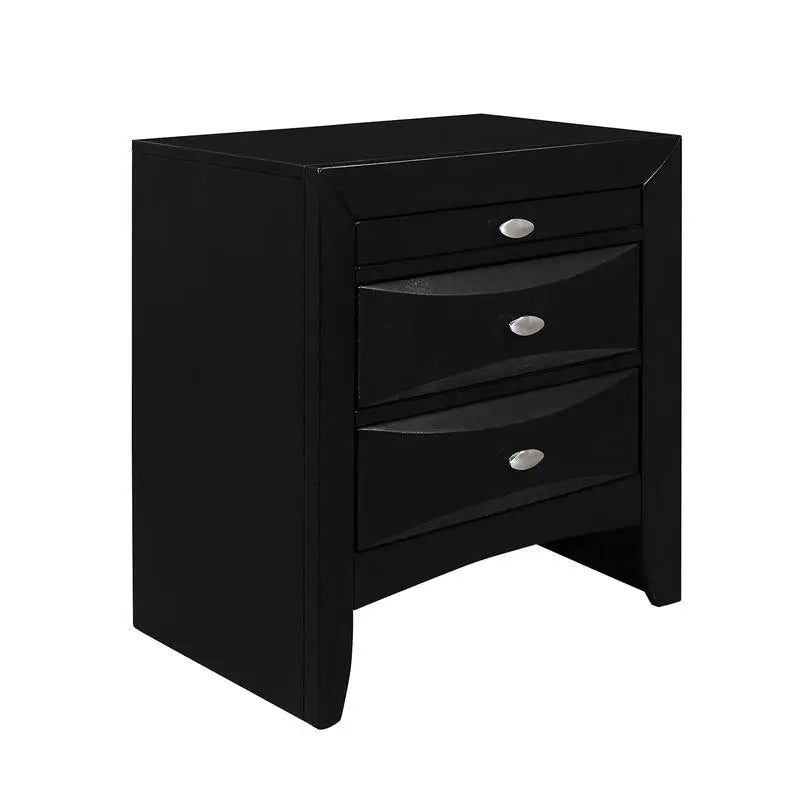 5-Piece Full Bedroom Set in Lucille Black Finish with Modern Design and Sleek Storage Solutions
