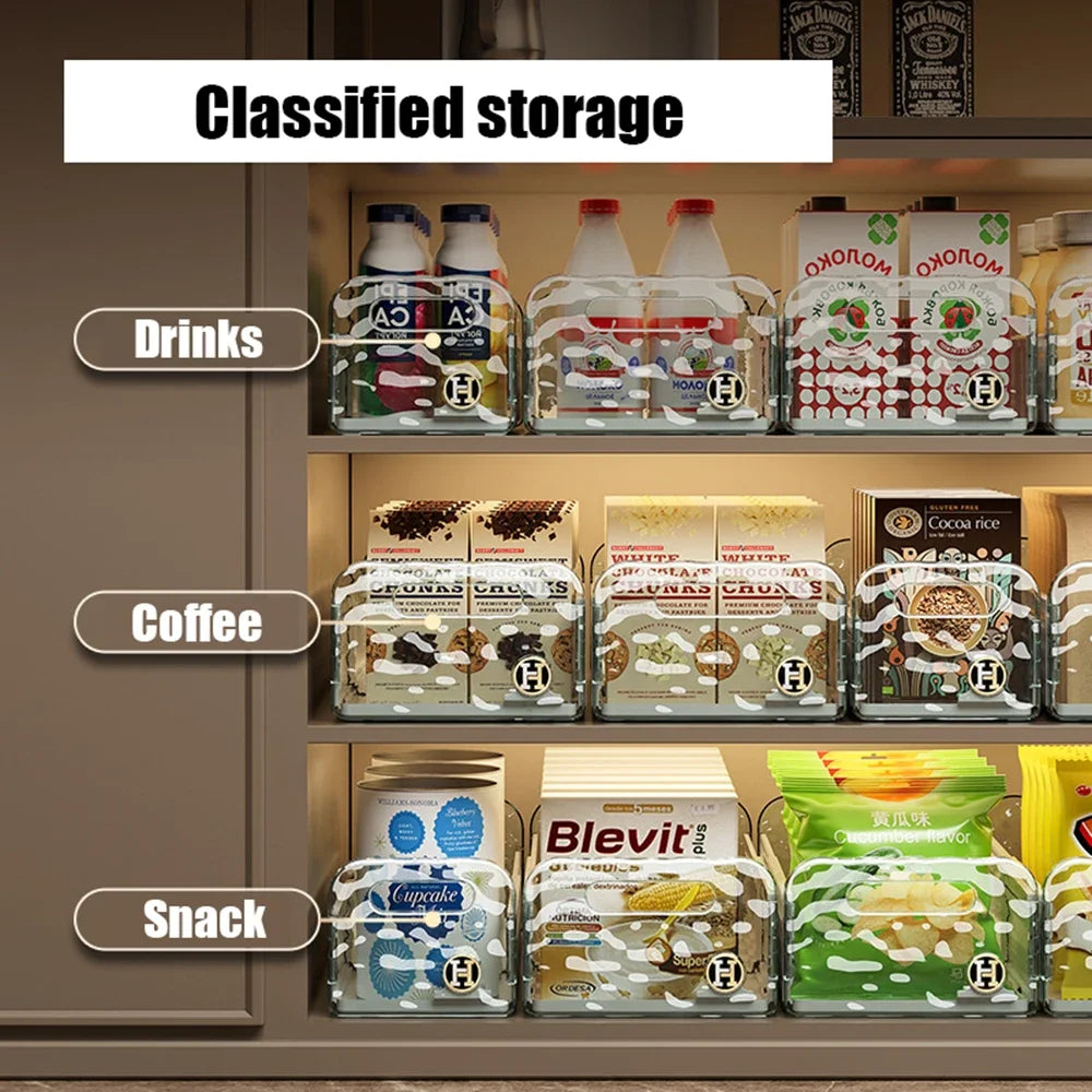 Kitchen Organizing Storage Box/ Simple Cabinet Retractable Storage Box/ Water Corrugated Drawer/ Desktop Snacks /Grocery Storage Box