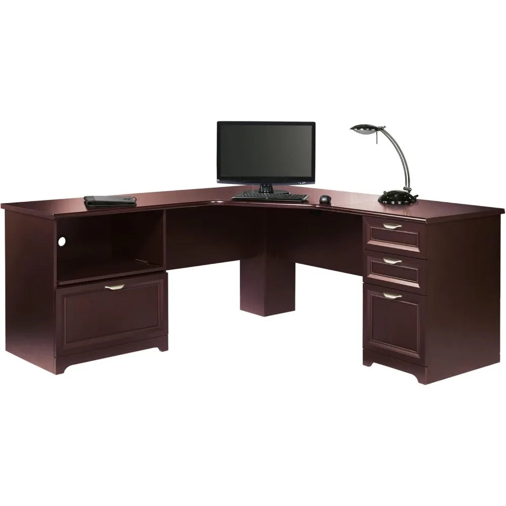 71" Wide Cherry L-Shaped Corner Desk