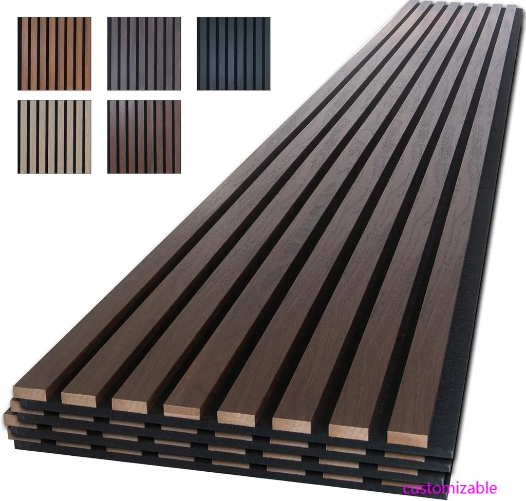 Wood Panels for Wall, 4-Piece 96" x 12.6" Soundproof Wood Slat Wall Panel for Interior Wall Decor Noise Cancelling