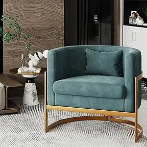 Upholstered Velvet Accent Barrel Arm Chair