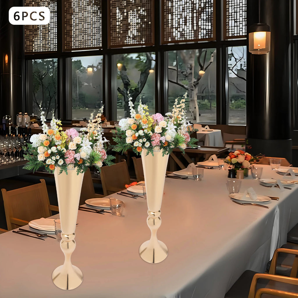 Metal Trumpet Vases, Flower Vase, Metal Table Centerpieces for Wedding Party/ Banquet Decor