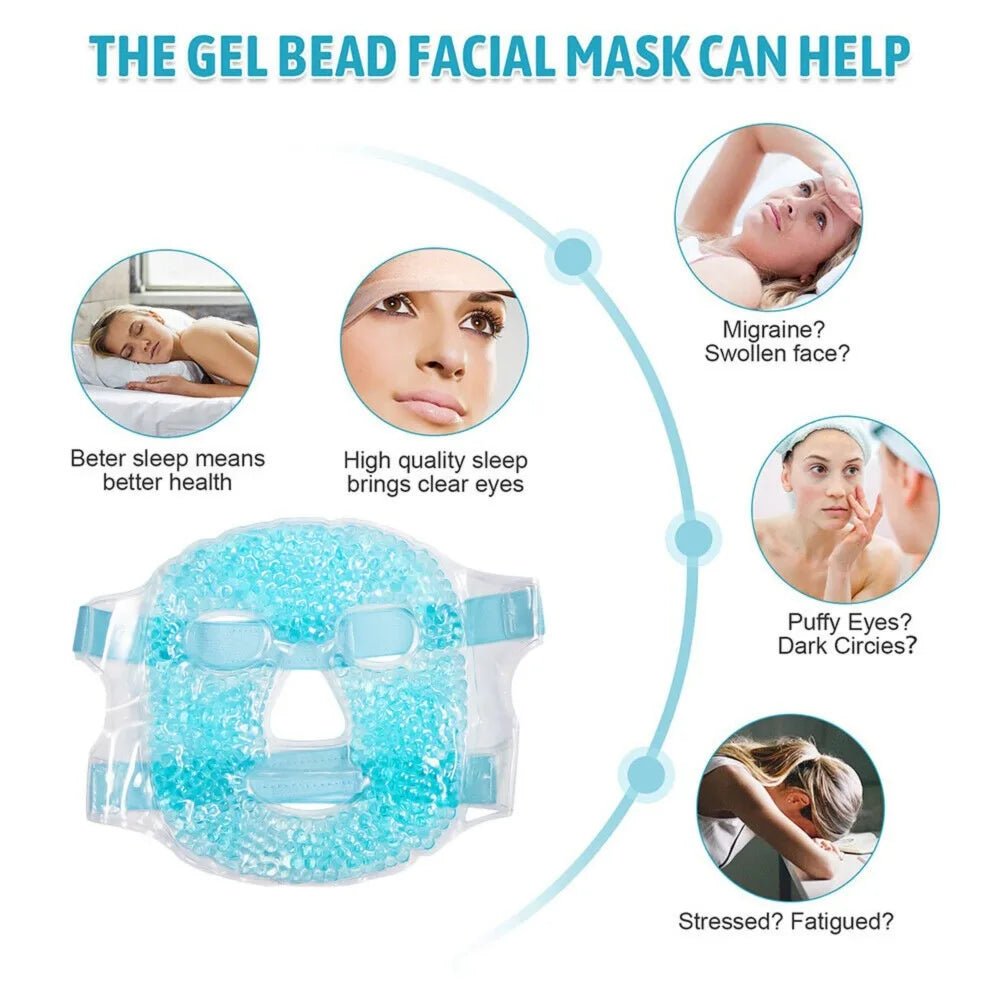 Full Face Therapy Mask with Gel Beads - Hot/Cold Compress & Reusable