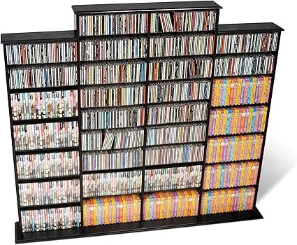 Black Tall 4-Column Media Storage Cabinet, 73.5 Wide