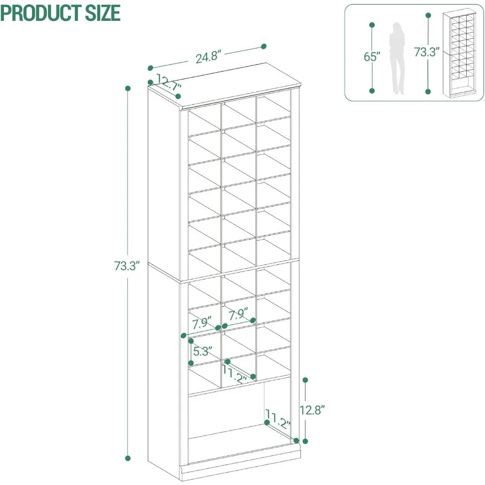 Tier Shoe Storage Cabinet, Free Standing Closet Organizers and Storage with 31 Open Cubbies, Space Saving Shoe Rack