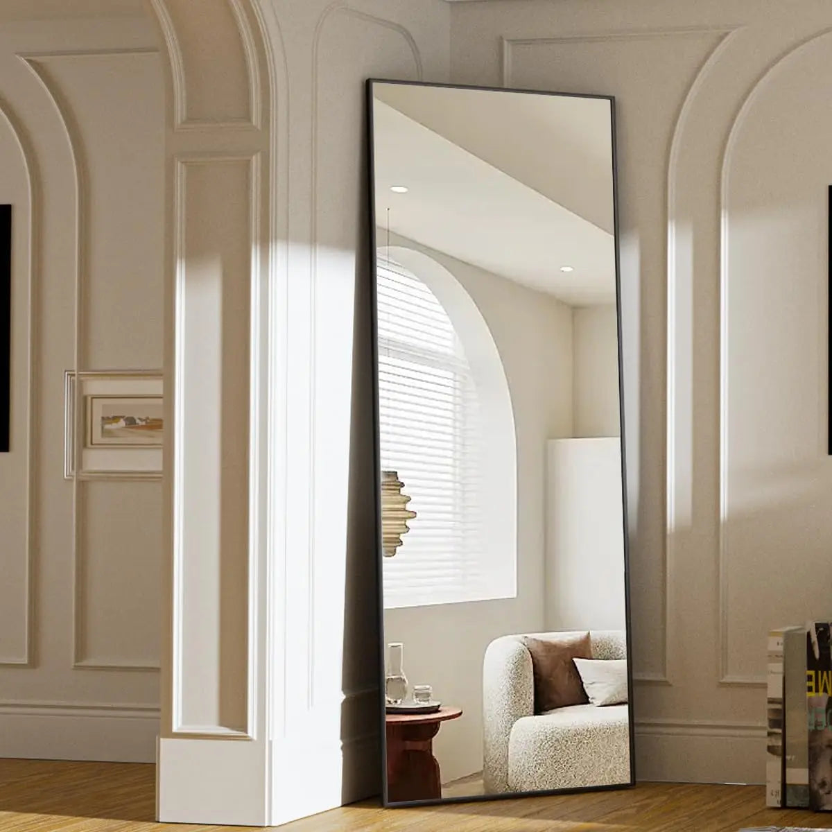 64"x21" Floor Mirror Full Length, Bedroom Floor Body Mirror with Stand, Leaning, Standing or Hanging Horizontally/Vertically