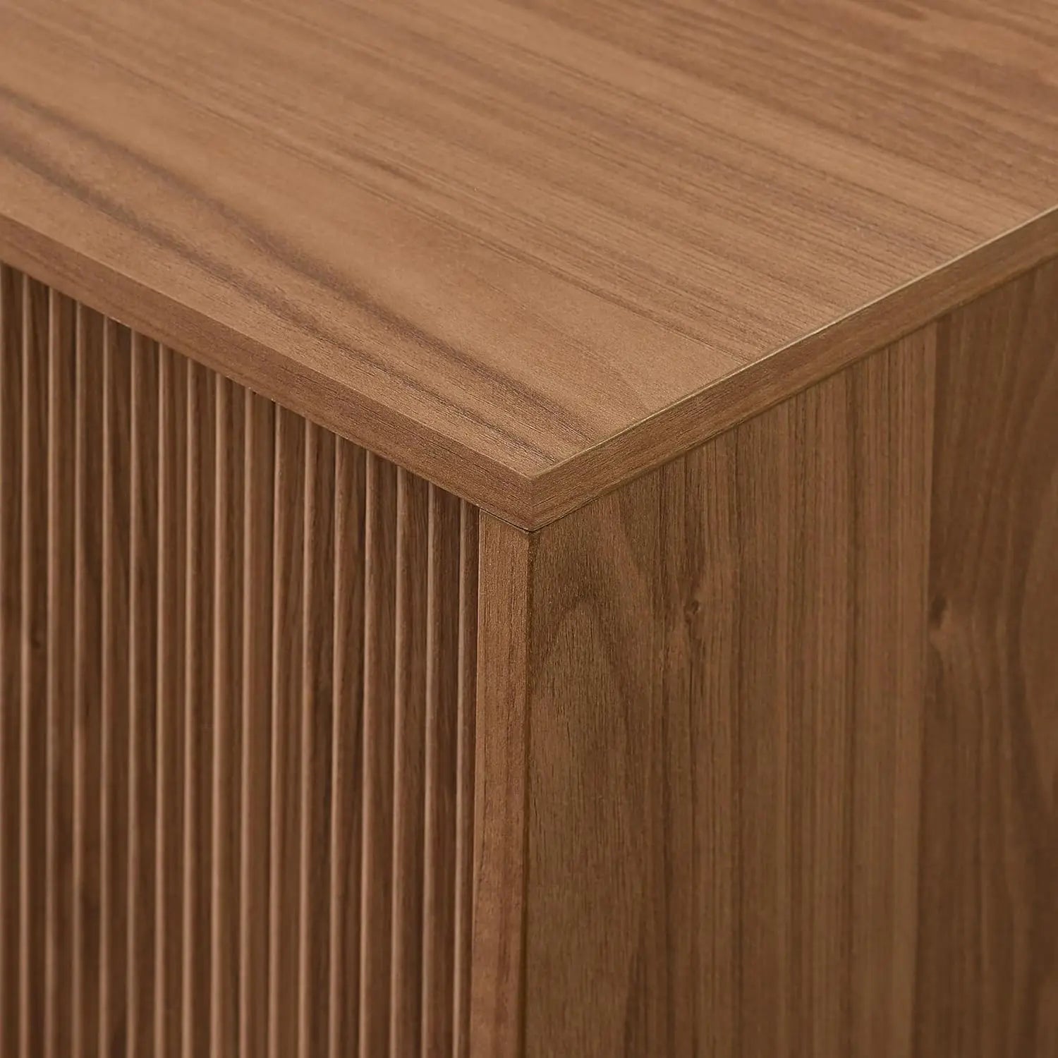Modern Fluted-Door Low Stand for TVs up to 80 Inches, 70 x 15.75 x 16 inches, Mocha
