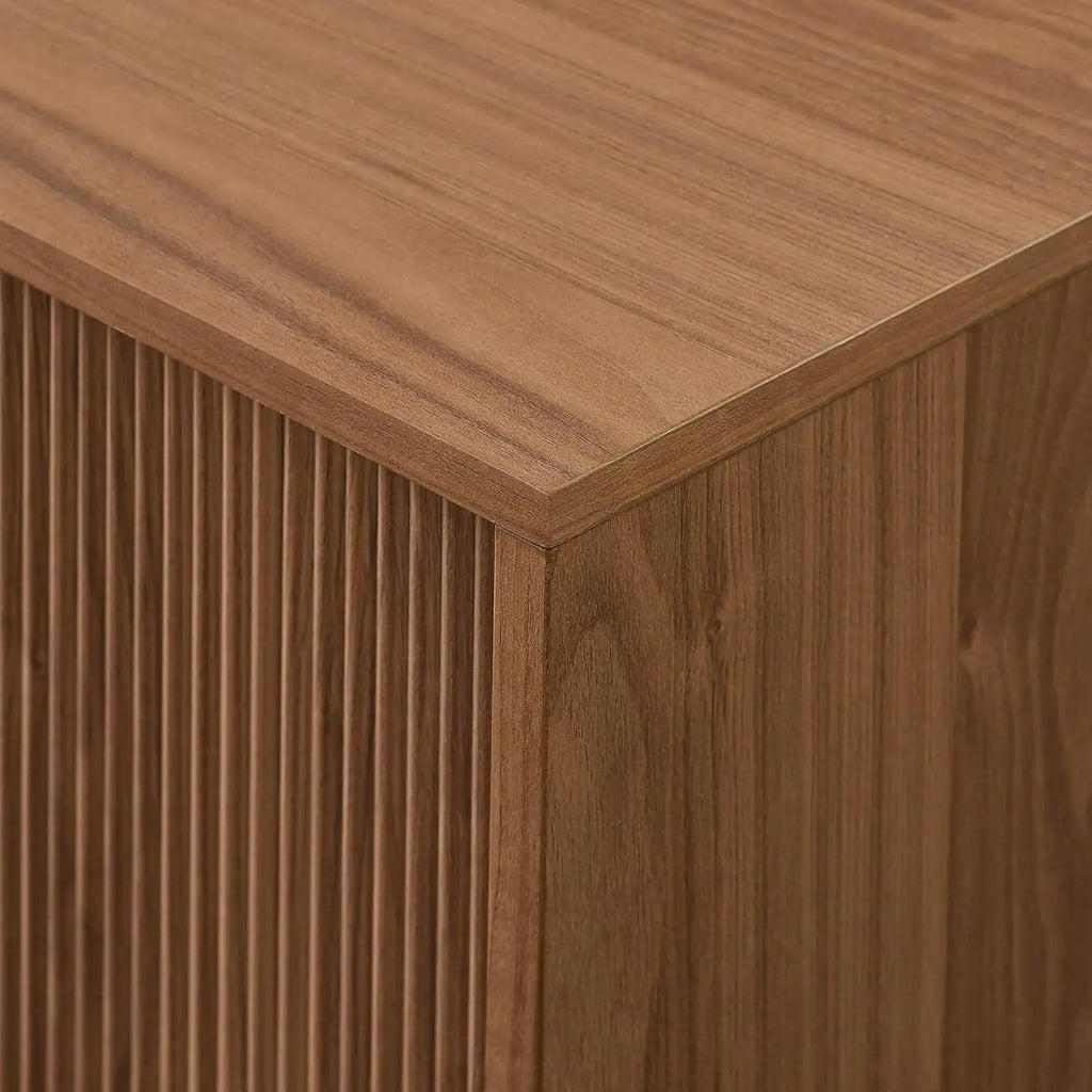Modern Fluted-Door Low Stand for TVs up to 80 Inches, 70 x 15.75 x 16 inches, Mocha