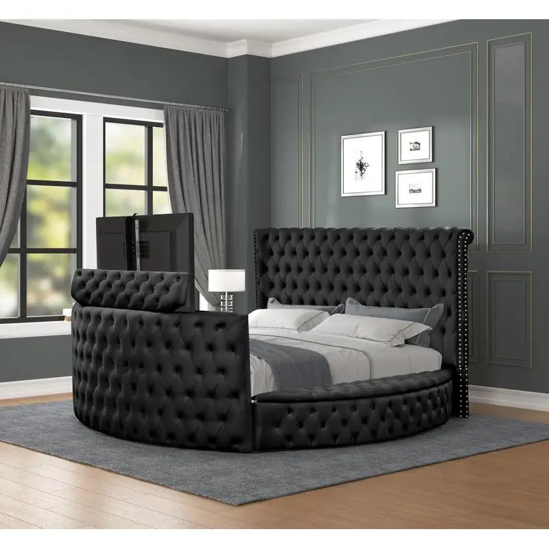 Modern Style Crystal Tufted Queen 5-Piece Bedroom Set